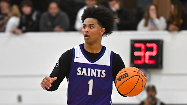 St. Augustine's Lolo Rudolph brings the ball up the court in December's Torrey Pines Holiday Classic